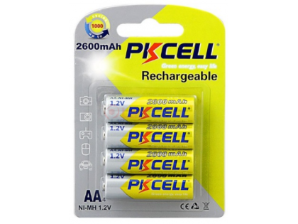 Аккумулятор PKCELL 1.2V AA 2600mAh NiMH Rechargeable Battery, 4 штуки в блистере цена за блистер