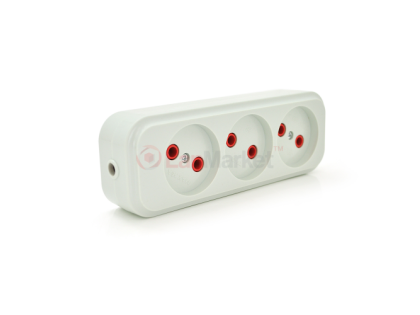Блок розеток для удлинителя 220V TMBR-3W, 3 гнезда без заземления Q200