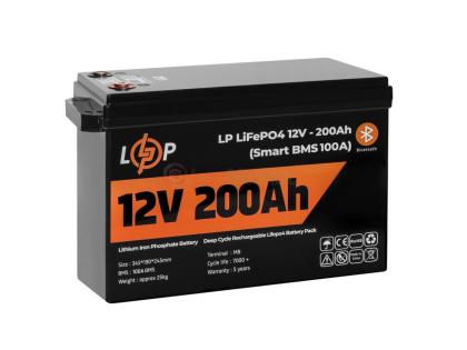 Аккумулятор LP LiFePO4 для ИБП 12V (12,8V) - 200 Ah (2560Wh) (Smart BMS 100А) с BT пластик