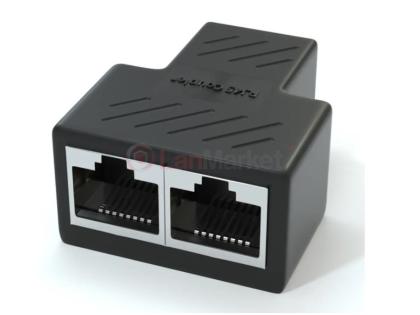 Разветвитель RJ45 8P8C мама/2 Х мама RJ45 для разветвления кабеля, экранированный, черный