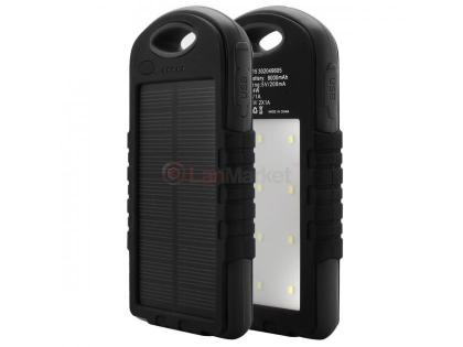 Power bank 12000 mAh Solar, (5V / 200mA), 2xUSB, 5V / 1A / 2,1A, USB &amp;lt;-&amp;gt; microUSB, уда