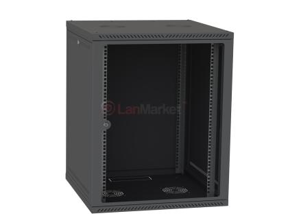 Шкаф настенный 15U 600x600 дверь стекло, черный
