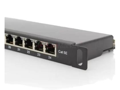 Патч-панель 24 порта FTP 0.5U кат 5Е экранированная черная 19"