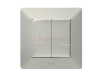 Умный беспроводной выключатель 2-клавишный Valena Life with NETATMO, алюминий