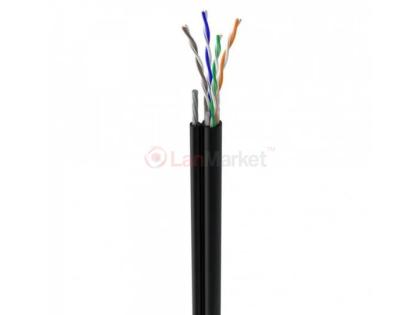 КНПт UTP (4*2*0.5) 4p 24 AWG, (CCA), изоляция ПВХ+ПЭ, для нар. работ с тросом, 305м