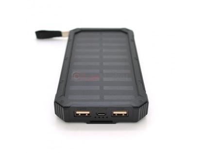 Power bank 30000 mAh Solar, ударо защищеный прорезиненый корпус, Black, Corton Box