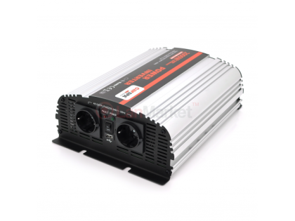 Инвертор напряжения Carspa-2000-122 (2000Вт), 12 / 220V, approximated, 2Shuko, USB, клеммы, Box Q4
