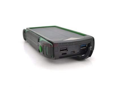 Power bank 30000 mAh Solar, PD18W, ударо защищеный прорезиненый корпус, Green, Corton Box