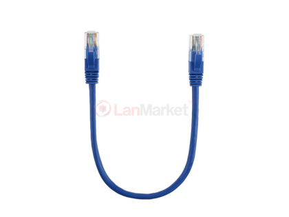 Патч-корд литой, UTP, RJ45, Cat.5e, 0.25m, синий, Cu (медь)