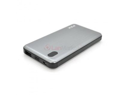 Power bank 10000mAh PZX-V70, USB-2.1A + 1A + кабель USB micro, LED фонарик, Iron Gray, Blister-BOX