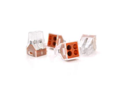 Клемма с зажимом 4-проводная WAGO K773-104 для распределительных коробок, 4-pin, прозрачно-оранжевая
