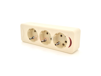 Колодка PiPo PP/SP-4723/3, 16А, 220-240В, с заземлением 3 гнезда, Q20