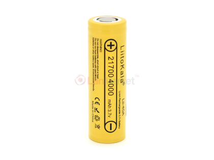 Аккумулятор 21700 Li-Ion LiitoKala Lii-40A, 4000mAh (400-4300mAh), 25A, 3.7V (2.5-4.2V), Yellow