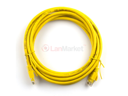 Патч-корд литой, UTP, RJ45, Cat.5e, 15m, желтый, Cu (медь)