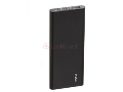 Power bank 10000mAh PZX-V18, USB-3.0A + 1A + кабель USB micro, LED фонарик, Black, Blister-BOX