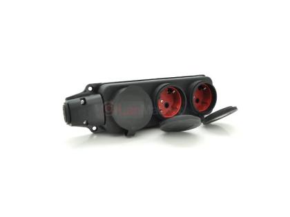 Колодка PiPo PP / SP-3133 / 3 / 44 / 16B, 16А, 220-240В, IP44, с заглушкой, с заземлением 3 гнезда, 