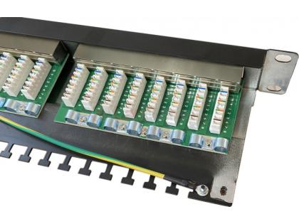 Патч-панель 19" 24хRJ-45 FTP 1U cat.6, в сборе