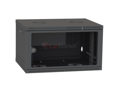 Шкаф настенный 4U 600x450 дверь стекло, черный