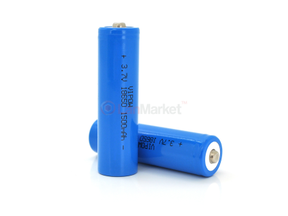 Аккумулятор 18650 Li-Ion Vipow ICR18650 TipTop, 1500mAh, Blue