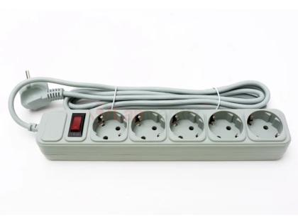 Сетевой фильтр PROLOGIX 075P5-30G, 220В 10А, 5 розеток, 3м, серый, box Q30