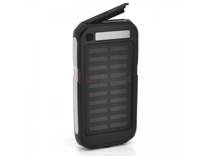 Power bank 12000 mAh Solar, (5V / 200mA), 2xUSB, 5V / 1A / 2.1A, USB &amp;lt;-&amp;gt; microUSB, уда
