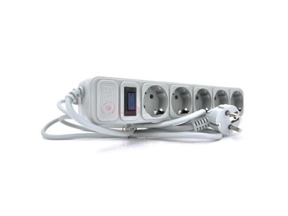 Сетевой удлинитель EUROPOWER EPG530, 220В, 2 КВт, 5 розеток, 3 м, сечение 3х0,5мм, серый, пакет Q40