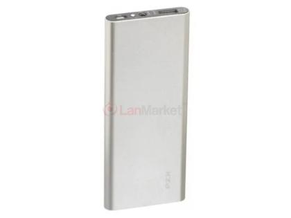 Power bank 11200mAh PZX-C118, USB-2.1A + mini USB +кабель USB micro, LED фонарик, Silver, Blister-BO