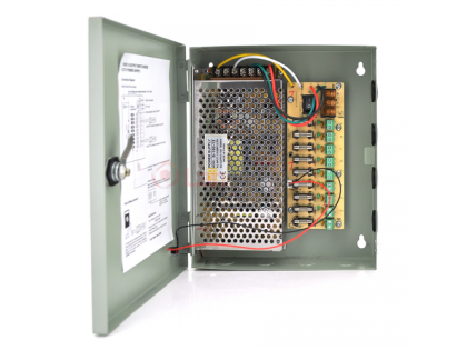 Импульсный блок питания 12V-15A/9CH в боксе с замком