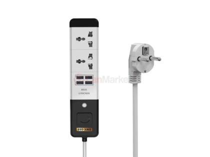Сетевой удлинитель Senmaxu SMX-088, 2 Universal Socket + 4 USB, 1,5м, White, Box