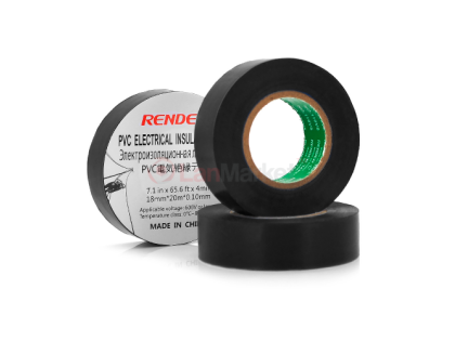 Изолента RENDER 0,19мм*16мм*7м (черная), temp:-10+80&amp;deg;С, 2000V, растяж-180%, прочность 20Н / 