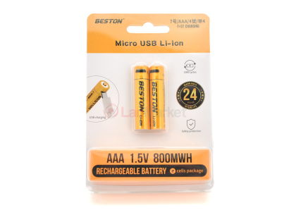 Аккумулятор Li-Ion Beston 1,5V 2XAAA USB-Micro, 800mWh, Rechargeable, 500-600mAh