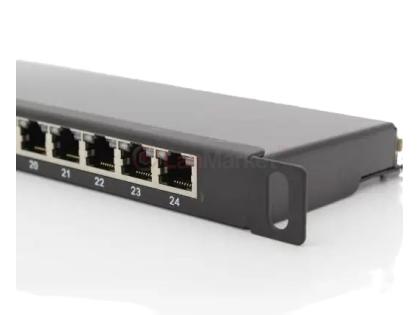 Патч-панель 24 порта FTP 0.5U экранированная кат.6 19" черная