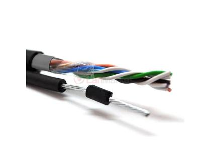 КНПт UTP (4*2*0.5) 4p 24 AWG, (CCA), изоляция ПВХ+ПЭ, наружный с тросом, 305м, черный