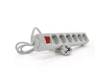 Сетевой удлинитель EUROPOWER EPW615, 220В, 3,5 КВт, 6 розеток, 1,5 м, сечение 3х0,75мм, белый, пакет
