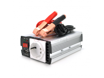 Инвертор напряжения Mervesan MRV-15012 (150W), 12 / 220V, approximated, 1Shuko, клемы + крокодилы, B