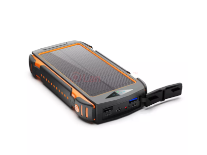 Power bank 30000 mAh Solar, PD18W, ударо защищеный прорезиненый корпус, Orange, Corton Box