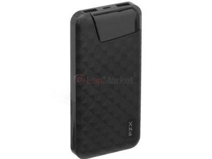 Power bank 10000mAh PZX-YV07, USB-2.1A + 1A + кабель USB micro, Black, Blister-BOX