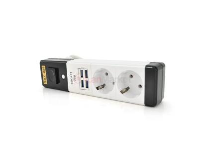 Сетевой удлинитель Senmaxu SMX-066, 2 Розетки + 4 USB, 1,5м, Grey, Box