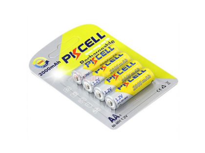 Аккумулятор PKCELL 1.2V AA 2000mAh NiMH Rechargeable Battery, 4 штуки в блистере цена за блистер