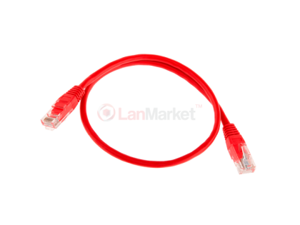 Патч-корд литой, UTP, RJ45, Cat.5e, 0,25m, красный, Cu (медь)
