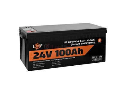 Аккумулятор LP LiFePO4 для ИБП 24V (25,6V) - 100 Ah (2560Wh) (Smart BMS 100А) с BT пластик