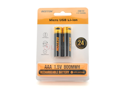 Аккумулятор Li-Ion Beston 1,5V2XAAA USB-Micro, 500mWh, Rechargeable, 800mAh