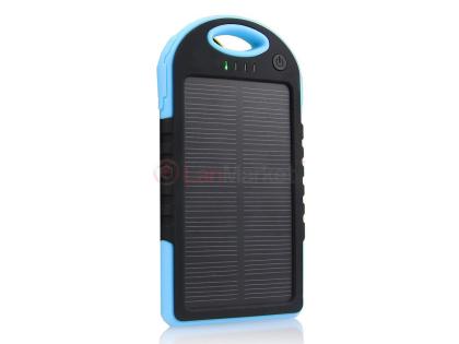 Power bank 5000 mAh Solar, (5V / 200mA), 2xUSB, 5V / 1A / 1A, Blue