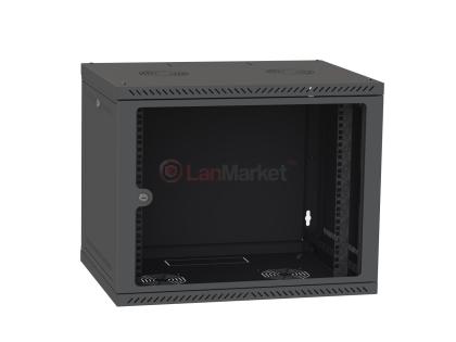 Шкаф настенный 9U 600x600 дверь стекло, черный