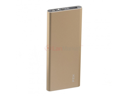 Power bank 11200mAh PZX-C118, USB-2.1A + mini USB +кабель USB micro, LED фонарик, Gold, Blister-BOX