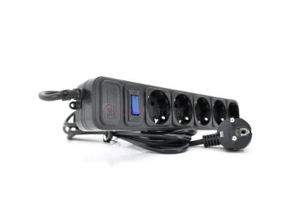 Сетевой удлинитель EUROPOWER EPB530, 220В, 2 КВт, 5 розеток, 3 м, сечение 3х0,5мм, черный, пакет Q40