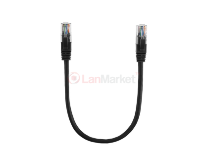 Патч-корд литой, CCA, UTP, RJ45, Cat.5e, 0,3m, черный Q710