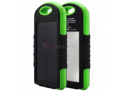Power bank 12000 mAh Solar, (5V / 200mA), 2xUSB, 5V / 1A / 2,1A, USB &amp;lt;-&amp;gt; microUSB, уда