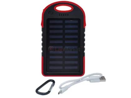 Power bank 5000 mAh Solar, (5V / 200mA), 2xUSB, 5V / 1A / 1A, Black / Orange