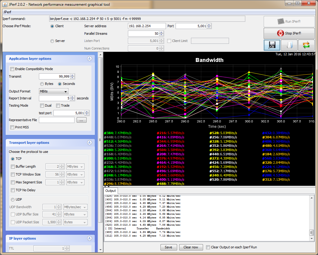тест RB850Gx2 и RB3011UiAS-RM Генерация траффика в JPerf, 50 потоков